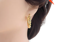 Gold Twisted Hoop Earrings, Sku#J302