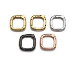 CZ Micro Pave Square Shape Carabiner Clasp with Easy Open Spring, Square Spring Snap Clasp, 18mm, sku#H304
