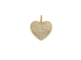 Pave Silver Gold Heart Pendant/Charm, 23mm, sku#Z1026