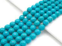 Faceted Dyed Blue Turquoise Beads, 6mm/8mm/10mm/12mm Faceted Turquoise Dyed Howlite Beads,  15.5" Full Strand, sku#UA179