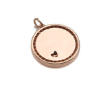 White Enamel Love with Pave Heart On Round Charms/Pendant, Enamel Pendant, Micro Pave CZ, Coin Enamel Jewelry Findings,19x21mm,Sku#FH147