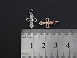 CZ Micro Pave Cross Flower Charm, Cubic Zirconia Pave Pendant, Fashion Jewelry Findings, 10x15mm, sku#Z832