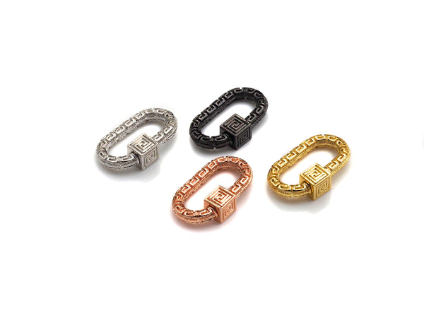 NEW Engraved Oval Shape Clasp, CZ Pave Clasp, Gold/Silver/Rose Gold/Gunmetal Carabiner Clasp, 14x23mm, sku#H205