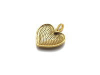 Pave Silver Gold Heart Pendant/Charm, 23mm, sku#Z1026