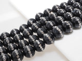 6mm/8mm/10mm/12mm Round Black Onyx with rhinestone inlaid, Natural Gemstone Beads, 15.5inch Full strand, SKU#V18
