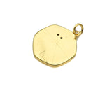 CZ Micro Pave Embossed Night Owl On Round Coin Shape Pendant, 18K Gold Medallion Charm, Necklace Bracelet Charm Pendant,18x22mm,Sku#FH165
