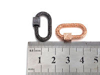 NEW Engraved Oval Shape Clasp, CZ Pave Clasp, Gold/Silver/Rose Gold/Gunmetal Carabiner Clasp, 14x23mm, sku#H205