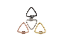 Clear CZ Micro pave Triangle Clasp, CZ Pave Lock, Gold/Silver/Rose Gold/Gunmetal Carabiner Clasp, 24x25mm, sku#H269