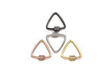 Clear CZ Micro pave Triangle Clasp, CZ Pave Lock, Gold/Silver/Rose Gold/Gunmetal Carabiner Clasp, 24x25mm, sku#H269
