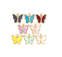 Colorful Acrylic Butterfly Shape Pendant, 18K Gold Filled Butterfly Charm,Necklace Bracelet Charm Pendant,20x16mm,Sku#LK454