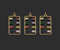 Gold Filled Colorful Baguette CZ Micro Pave Rectangle Shape Pendant, 14K Gold Filled Charm, Necklace Bracelet Charm Pendant,14x25mm,Sku#CP24