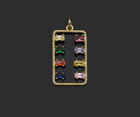 Gold Filled Colorful Baguette CZ Micro Pave Rectangle Shape Pendant, 14K Gold Filled Charm, Necklace Bracelet Charm Pendant,14x25mm,Sku#CP24