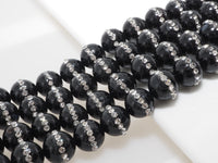 6mm/8mm/10mm/12mm Round Black Onyx with rhinestone inlaid, Natural Gemstone Beads, 15.5inch Full strand, SKU#V18