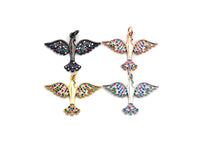 Colorful Cz Micro Pave Bird Pendant, CZ Pave Pendant, Gold/Rose Gold/Silver/Gunmetal plated, 29x21mm, Sku#F805