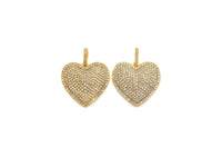 Pave Silver Gold Heart Pendant/Charm, 23mm, sku#Z1026