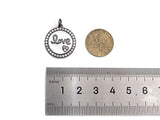 White Enamel Love with Pave Heart On Round Charms/Pendant, Enamel Pendant, Micro Pave CZ, Coin Enamel Jewelry Findings,19x21mm,Sku#FH147