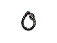 NEW Engraved Teardrop Shape Clasp, CZ Pave Clasp, Gold/Silve