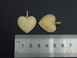 Pave Silver Gold Heart Pendant/Charm, 23mm, sku#Z1026