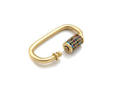 Colorful CZ Micro Pave Oval Shape Screw Clasp, Matt Gold Plated U Shape Clasp, Pave Lock, Carabiner Clasp, 17x29/12x18mm, Sku#ML46