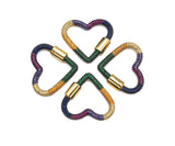 Rainbow Color CZ Gold Plated Heart Carabiner Clasp, Heart Clasp, Heart Carabiner, Chain Clasp, 30x27mm, Sku#K133