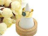Turquoise CZ Round Disc Adjustable Ring, Sku#Z784