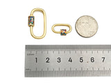 Colorful CZ Micro Pave Oval Shape Screw Clasp, Matt Gold Plated U Shape Clasp, Pave Lock, Carabiner Clasp, 17x29/12x18mm, Sku#ML46