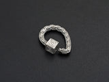 NEW Engraved Teardrop Shape Clasp, CZ Pave Clasp, Gold/Silve