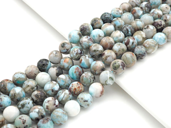 Quality Natural Larimar Smooth Round Beads, 6mm/8mm/10mm Multi-Color Larrimar, Blue Gemstone Beads, 15.5'' Full Strand, Sku#U1086