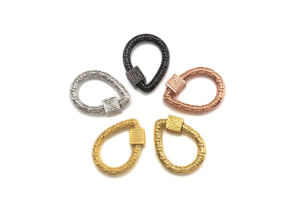 NEW Engraved Teardrop Shape Clasp, CZ Pave Clasp, Gold/Silve
