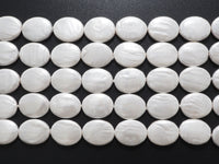 Quality Plated Oval Shape White Mother of Pearl Beads, Flat Oval White Pearl Shell,12x16mm/20x30mm,15inch strand,SKU#U238