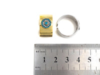Turquoise CZ Round Disc Adjustable Ring, Sku#Z784