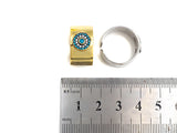 Turquoise CZ Round Disc Adjustable Ring, Sku#Z784