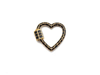 Colorful Enamel pave Heart Shape Clasp, Enamel Pave Clasp, Black/Red/Pink/White/Blue/Green Gold Carabiner Clasp, 23mm, sku#H231
