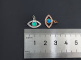 Clear CZ Micro Pave Blue Opal Evil Eye Shape Pendant,Cubic Zirconia Opal Charm,Gold/Silver/Rose Gold/Black Tone, 10x14mm,sku#Z1027