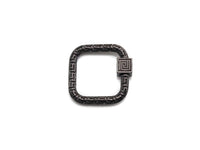NEW Engraved Square Shape Clasp, CZ Pave Clasp, Gold/Silver/Rose Gold/Gunmetal Carabiner Clasp, 22mm, sku#H207