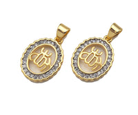 Dual Color CZ Micro Pave Oval Charms, 13x18mm, Sku#F1279C