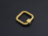 NEW Engraved Square Shape Clasp, CZ Pave Clasp, Gold/Silver/Rose Gold/Gunmetal Carabiner Clasp, 22mm, sku#H207