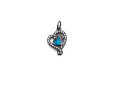 Clear CZ Micro Pave Blue Opal Heart Pendant,Cubic Zirconia Opal Heart Charm, Gold/Silver/Rose Gold/Black Tone, 12x17mm, sku#Z1028