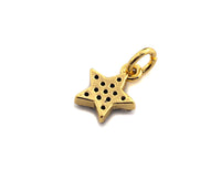 Black CZ Micro Pave Five Star Shape Pendant, Five Star Pave Pendant, Gold plated, 7x9mm, Sku#Z699