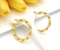 Gold Twisted Hoop Earrings, Bold Gold Hoop Earrings, Chunky Earrings, Modern Thick Hoops, Hoops Earring gift for her,40x44mm, sku#J310