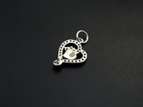 Clear CZ Micro Pave Blue Opal Heart Pendant,Cubic Zirconia Opal Heart Charm, Gold/Silver/Rose Gold/Black Tone, 12x17mm, sku#Z1028