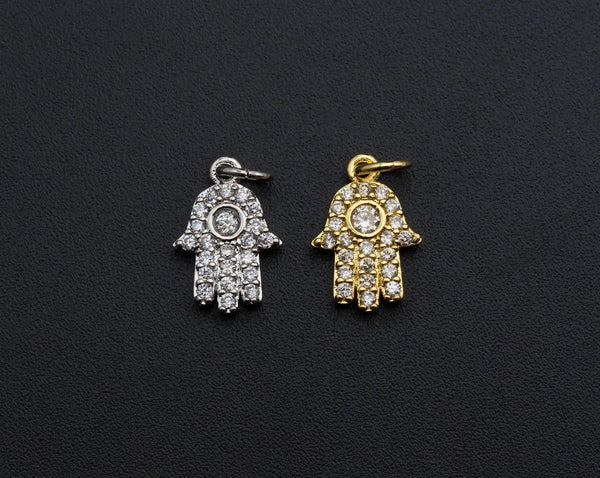 CZ Micro Pave Hamsa Hand charm,sku#L275