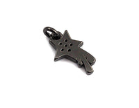 CZ Micro Pave Shooting Star Pendant/Charm, Star charm, Cubic Zirconia Pendant Charm,7x13mm,sku#F925