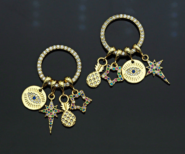 Pave North Star Evil Eye Pineapple Cubic Zirconia, F1197