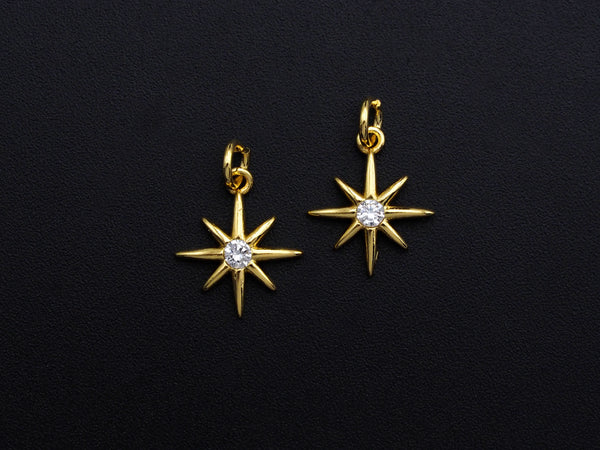 Clear CZ Micro Pave North Star Shaped Pendant/Charm, Star Cubic Zirconia Pendant Charm, 13x15mm,sku#Z805