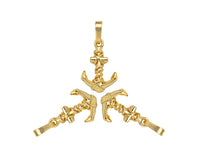 Boat Anchor Shape Pendant/Charm, 18K Gold Charm, Necklace Bracelet Charm Pendant,11x17mm,Sku#FH167