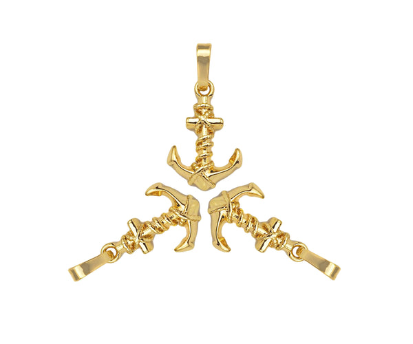Boat Anchor Shape Pendant/Charm, 18K Gold Charm, Necklace Bracelet Charm Pendant,11x17mm,Sku#FH167