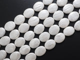 Quality Plated Oval Shape White Mother of Pearl Beads, Flat Oval White Pearl Shell,12x16mm/20x30mm,15inch strand,SKU#U238
