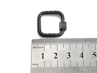 NEW Engraved Square Shape Clasp, CZ Pave Clasp, Gold/Silver/Rose Gold/Gunmetal Carabiner Clasp, 22mm, sku#H207
