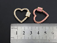 Colorful Enamel pave Heart Shape Clasp, Enamel Pave Clasp, Black/Red/Pink/White/Blue/Green Gold Carabiner Clasp, 23mm, sku#H231